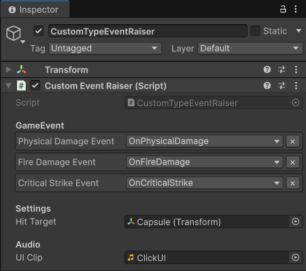 CustomTypeEventRaiser Inspector