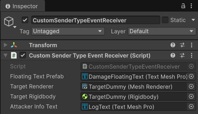CustomSenderTypeEventReceiver Inspector