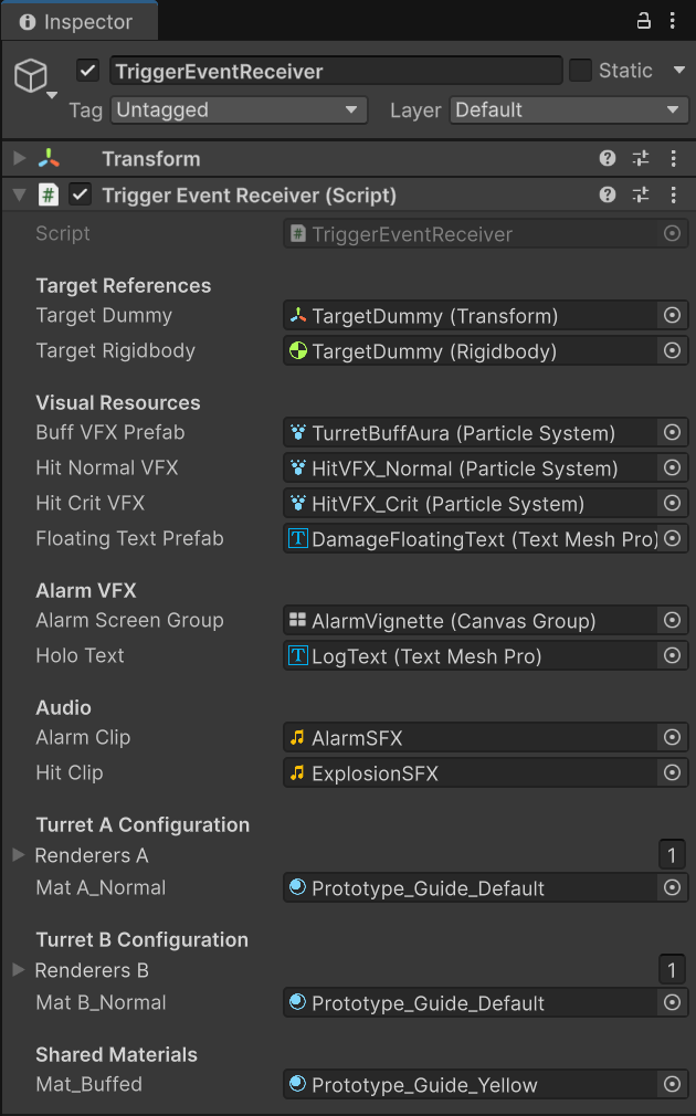 TriggerEventReceiver Inspector